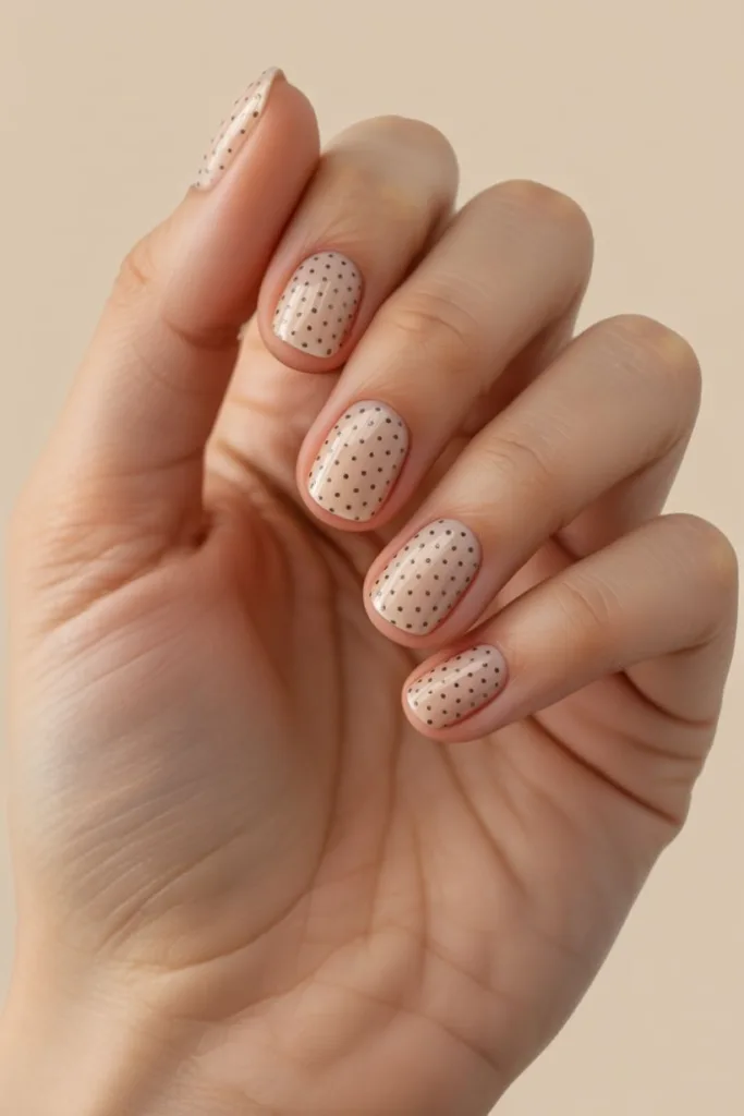 Chic and subtle, these mini dot details are perfect for anyone who loves minimalist polka dot nail ideas.