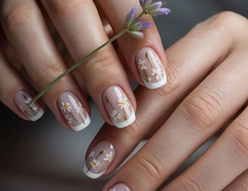 💅 Nails in Bloom: French Nails with Flower Designs for a Fresh Summer Look 🌸