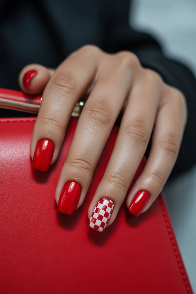 red nail design