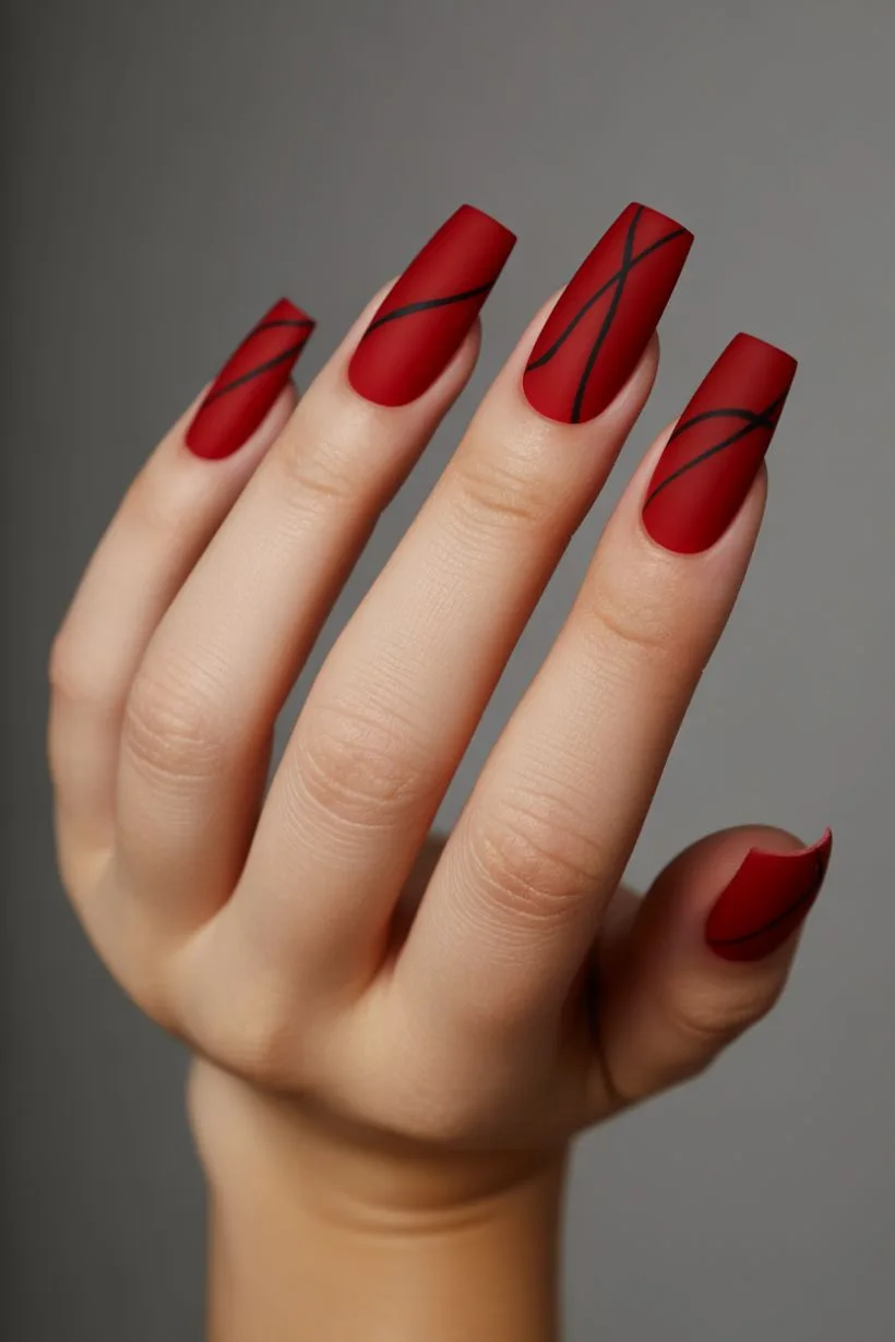 red nail design